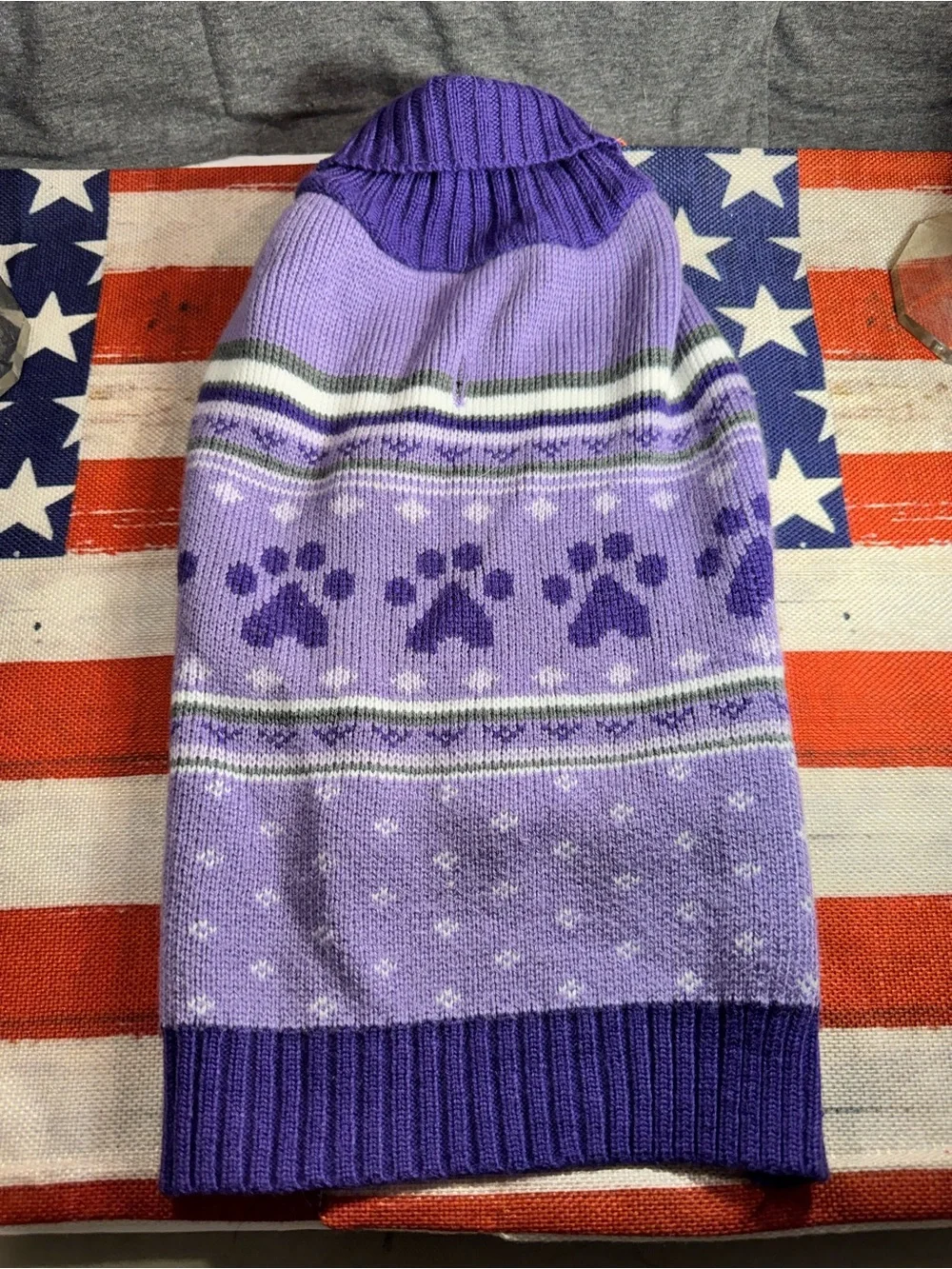 Purple Paw Knit Dog Sweater - Unbranded